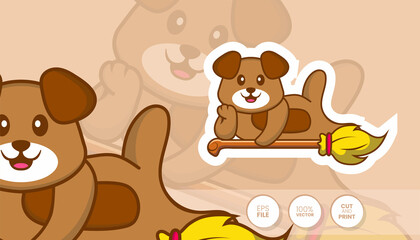 Hand drawn illustration of Cute dog. Cartoon character concept - Stickers