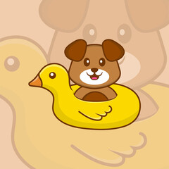 Cute dog cartoon character vector illustration.