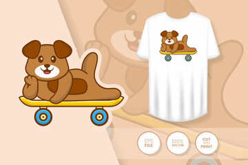 Cute dog cartoon character. Prints on T-shirts, sweatshirts, cases for mobile phones, souvenirs. Isolated vector illustration.