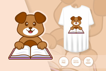 Cute dog cartoon character. Prints on T-shirts, sweatshirts, cases for mobile phones, souvenirs. Isolated vector illustration.