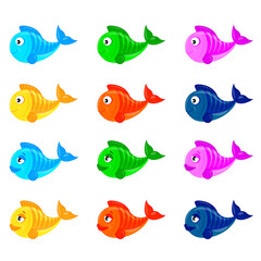 A set of cute colorful fish