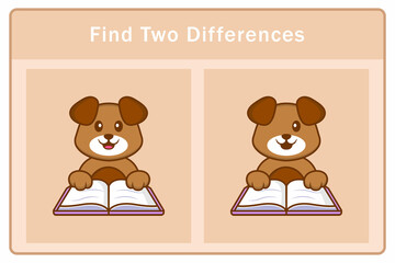 Cute dog cartoon character. Find differences. Educational game for children. Cartoon vector illustration
