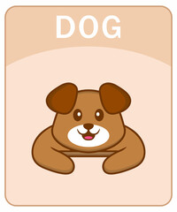 Alphabet flashcard with Cute dog cartoon character.