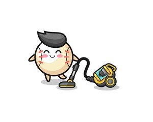Obraz premium the baseball painter mascot with a paint roller
