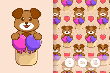 Cute dog cartoon character. seamless pattern background.
