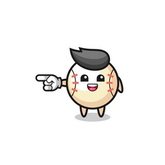Obraz premium baseball cartoon with pointing left gesture