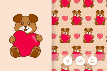 Cute dog cartoon character. seamless pattern background.