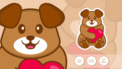 Hand drawn illustration of Cute dog. Cartoon character concept - Stickers