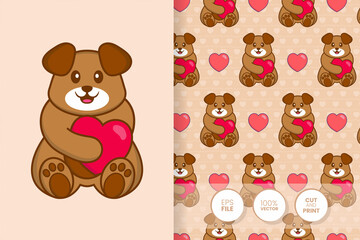 Cute dog cartoon character. seamless pattern background.