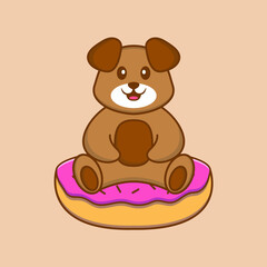 Cute dog cartoon character vector illustration.