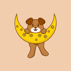 Cute dog cartoon character vector illustration.