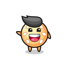 Obraz premium happy sesame ball cute mascot character