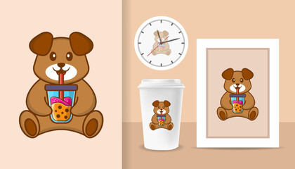 Cute dog cartoon character. Prints on T-shirts, sweatshirts, cases for mobile phones, souvenirs. Isolated vector illustration.