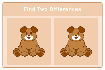 Cute dog cartoon character. Find differences. Educational game for children. Cartoon vector illustration