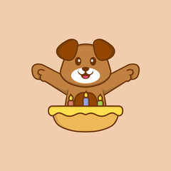 Cute dog cartoon character vector illustration.