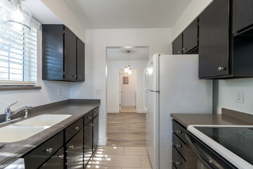 a modern kitchen with stainless steel appliances.