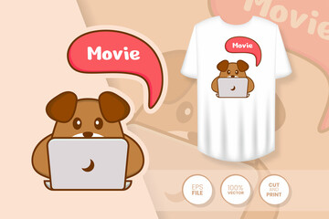 Cute dog cartoon character. Prints on T-shirts, sweatshirts, cases for mobile phones, souvenirs. Isolated vector illustration.
