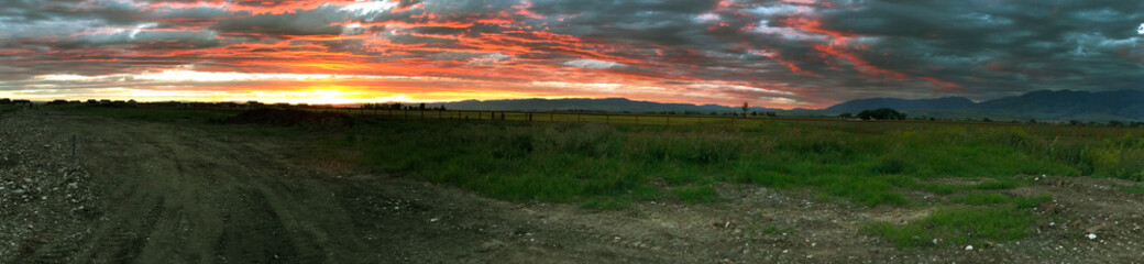 Panorama of Montana skies at sunset