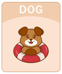 Alphabet flashcard with Cute dog cartoon character.
