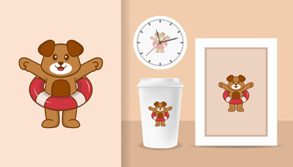 Cute dog cartoon character. Prints on T-shirts, sweatshirts, cases for mobile phones, souvenirs. Isolated vector illustration.
