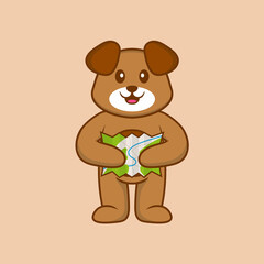 Cute dog cartoon character vector illustration.