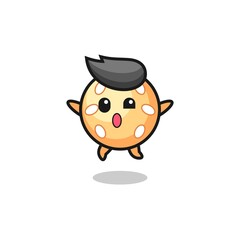 Obraz premium sesame ball character is jumping gesture