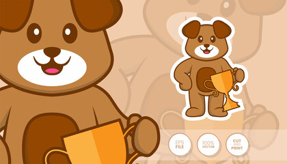 Hand drawn illustration of Cute dog. Cartoon character concept - Stickers