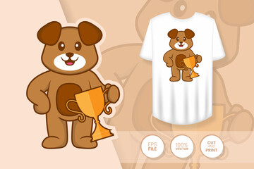 Cute dog cartoon character. Prints on T-shirts, sweatshirts, cases for mobile phones, souvenirs. Isolated vector illustration.
