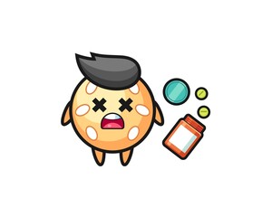 illustration of overdose sesame ball character