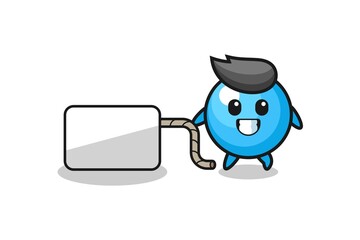 gum ball cartoon is pulling a banner