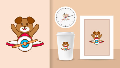 Cute dog cartoon character. Prints on T-shirts, sweatshirts, cases for mobile phones, souvenirs. Isolated vector illustration.