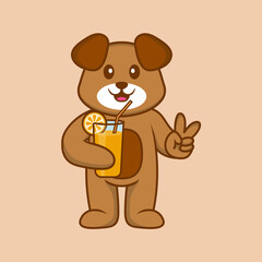Cute dog cartoon character vector illustration.