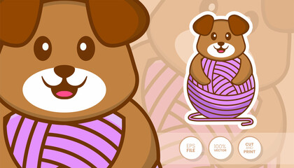 Fototapeta premium Hand drawn illustration of Cute dog. Cartoon character concept - Stickers