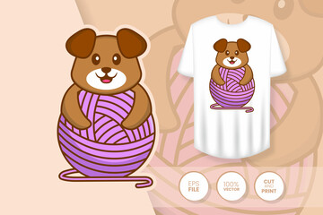 Cute dog cartoon character. Prints on T-shirts, sweatshirts, cases for mobile phones, souvenirs. Isolated vector illustration.