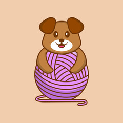 Cute dog cartoon character vector illustration.