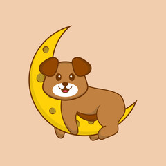 Cute dog cartoon character vector illustration.