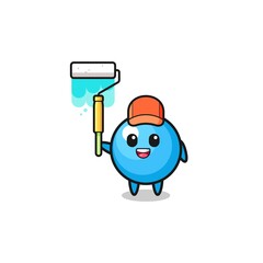 the gum ball painter mascot with a paint roller