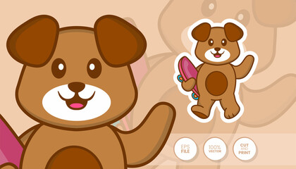 Hand drawn illustration of Cute dog. Cartoon character concept - Stickers