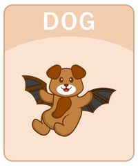 Alphabet flashcard with Cute dog cartoon character.