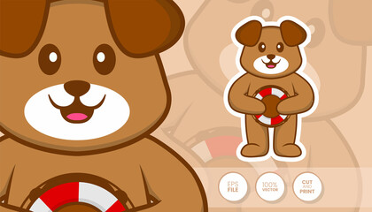 Hand drawn illustration of Cute dog. Cartoon character concept - Stickers