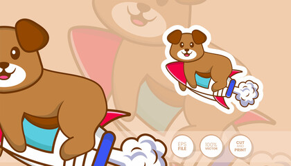 Hand drawn illustration of Cute dog. Cartoon character concept - Stickers