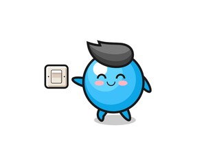 Fototapeta premium cartoon gum ball is turning off light