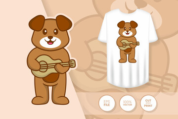 Cute dog cartoon character. Prints on T-shirts, sweatshirts, cases for mobile phones, souvenirs. Isolated vector illustration.