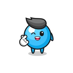 gum ball character doing Korean finger heart