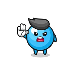 gum ball character doing stop gesture