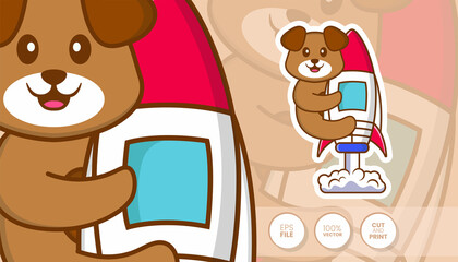 Hand drawn illustration of Cute dog. Cartoon character concept - Stickers