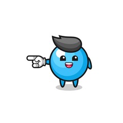 gum ball cartoon with pointing left gesture