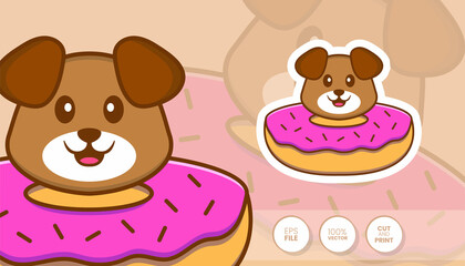 Hand drawn illustration of Cute dog. Cartoon character concept - Stickers