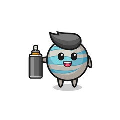 the cute planet as a graffiti bomber