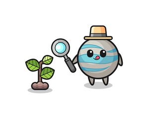 cute planet herbalist researching a plants
